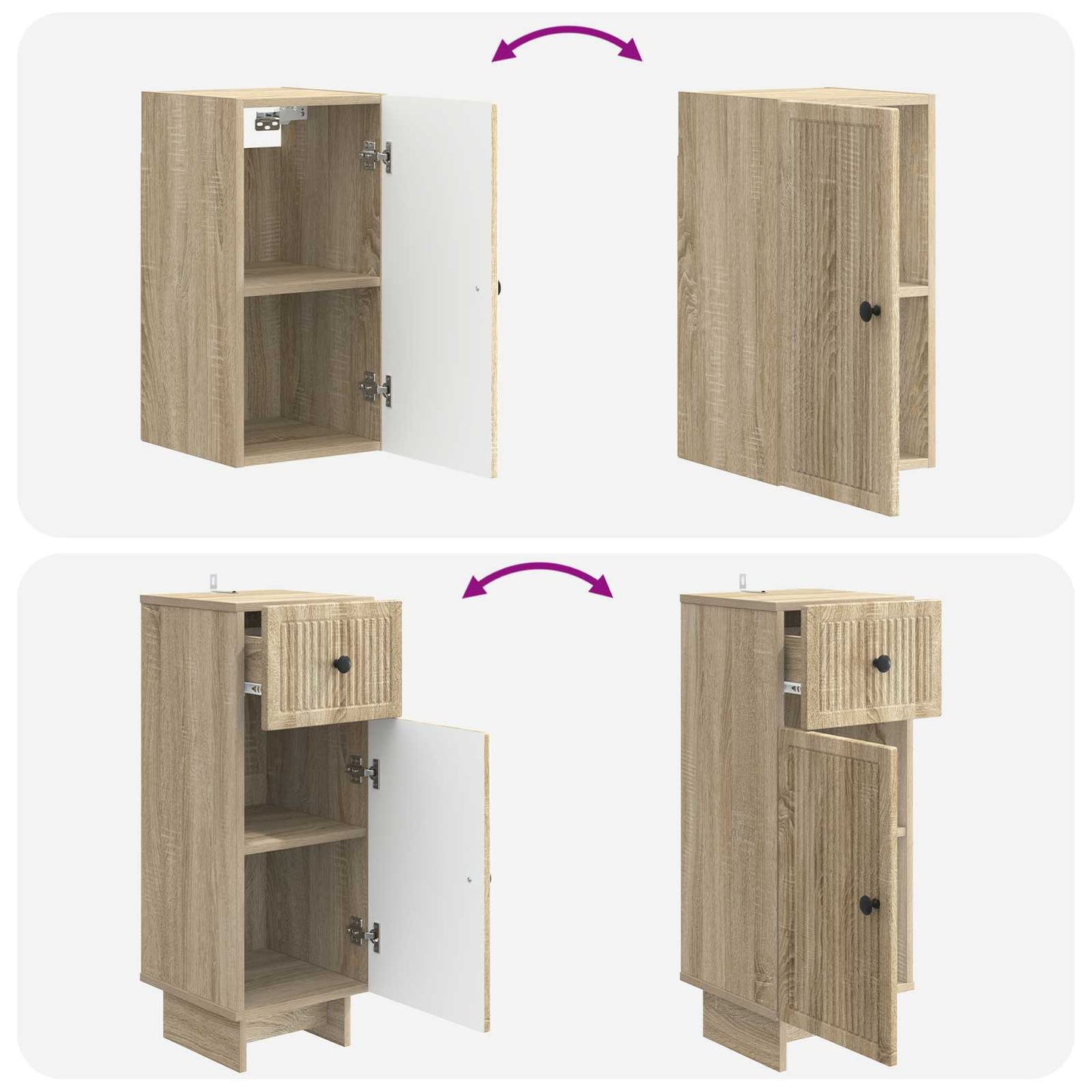 4 Piece Bathroom Cabinet Set EDE Sonoma Oak Engineered Wood