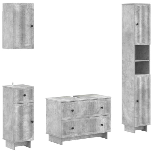 4 Piece Bathroom Cabinet Set EDE Concrete Grey Engineered Wood