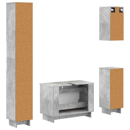 4 Piece Bathroom Cabinet Set EDE Concrete Grey Engineered Wood