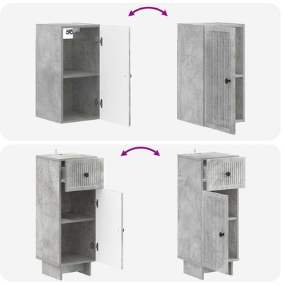 4 Piece Bathroom Cabinet Set EDE Concrete Grey Engineered Wood