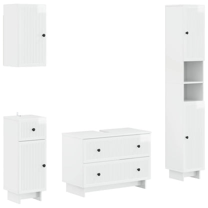 4 Piece Bathroom Cabinet Set EDE High Gloss White