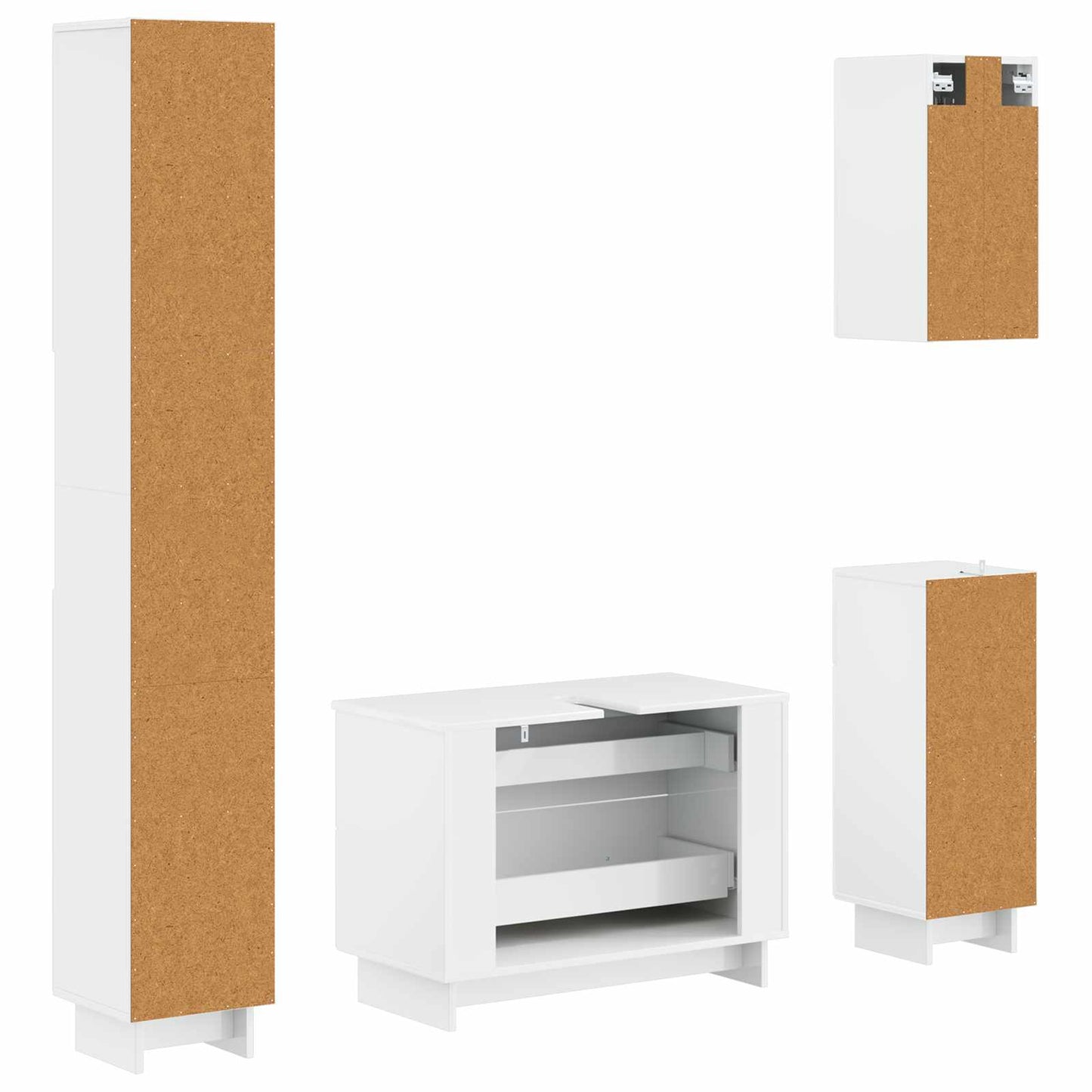 4 Piece Bathroom Cabinet Set EDE High Gloss White