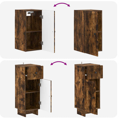 4 Piece Bathroom Cabinet Set EDE Smoked Oak Engineered Wood