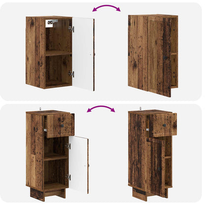 4 Piece Bathroom Cabinet Set EDE Old Wood Engineered Wood