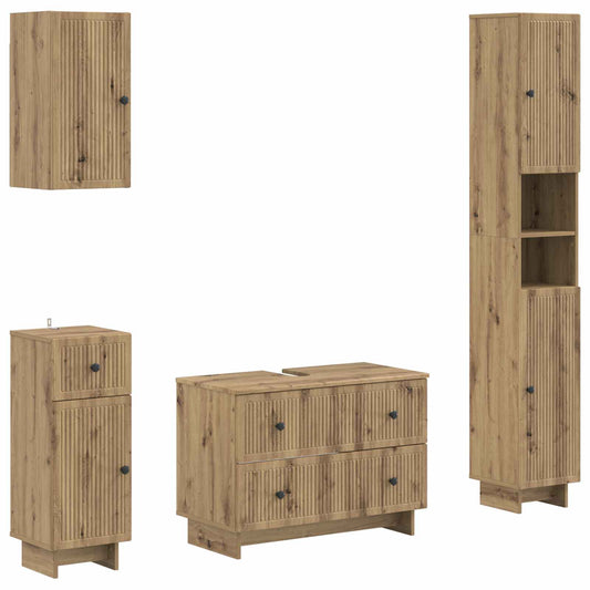 4 Piece Bathroom Cabinet Set EDE Artisan Oak Engineered Wood