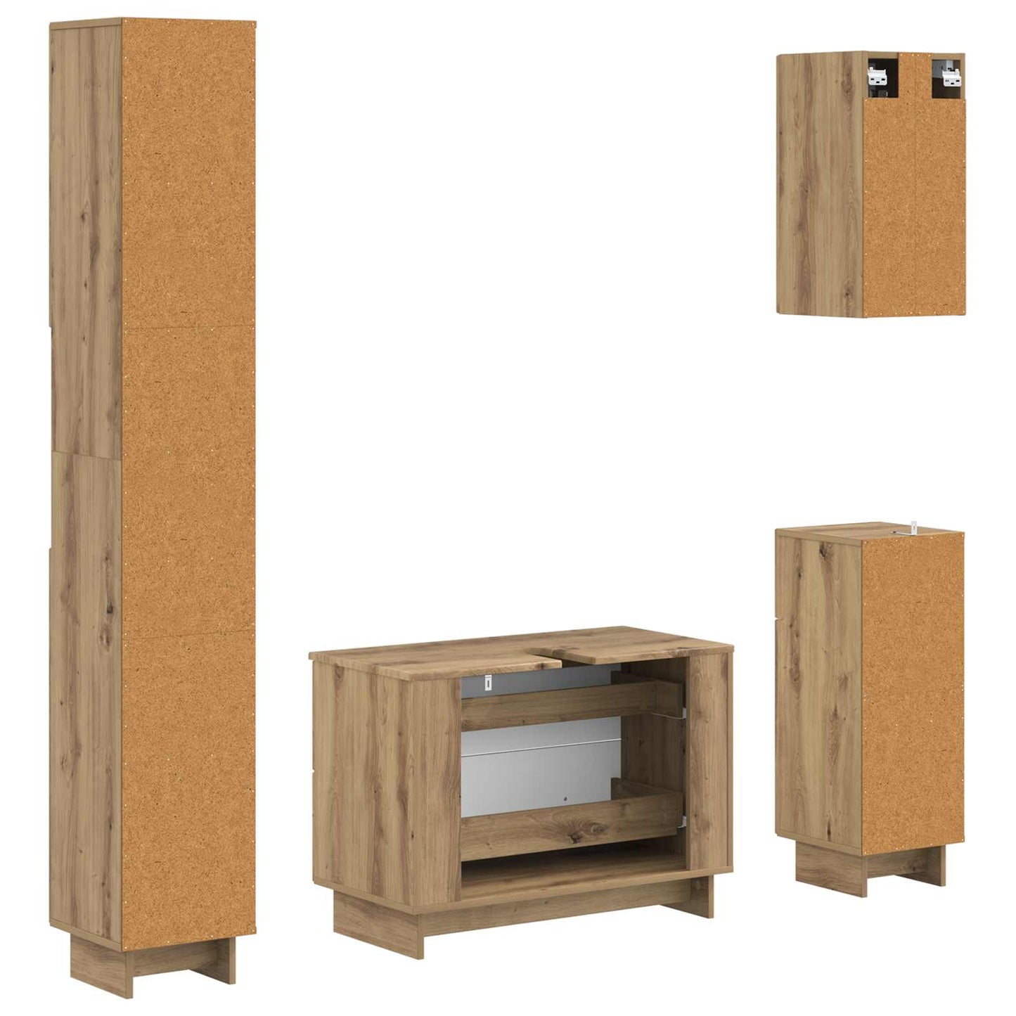 4 Piece Bathroom Cabinet Set EDE Artisan Oak Engineered Wood