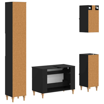 4 Piece Bathroom Cabinet Set ALKMAAR Black Engineered Wood