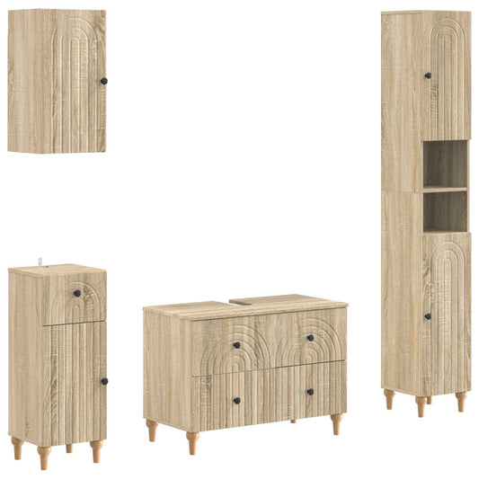 4 Piece Bathroom Cabinet Set ALKMAAR Sonoma Oak Engineered Wood