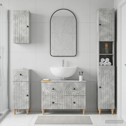 4 Piece Bathroom Cabinet Set ALKMAAR Concrete Grey