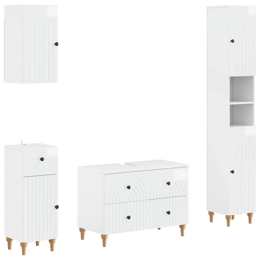 4 Piece Bathroom Cabinet Set ALKMAAR High Gloss White