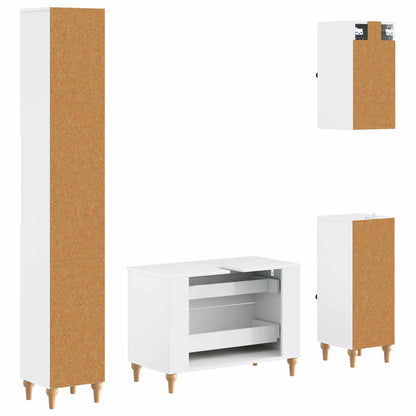 4 Piece Bathroom Cabinet Set ALKMAAR High Gloss White