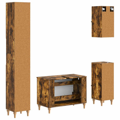 4 Piece Bathroom Cabinet Set ALKMAAR Smoked Oak Engineered Wood
