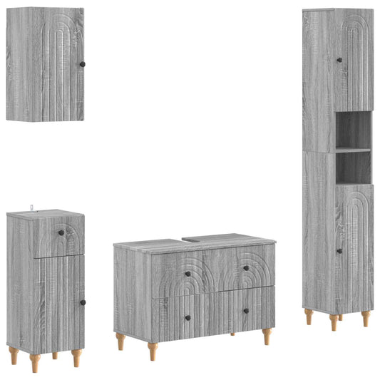 4 Piece Bathroom Cabinet Set ALKMAAR Grey Sonoma