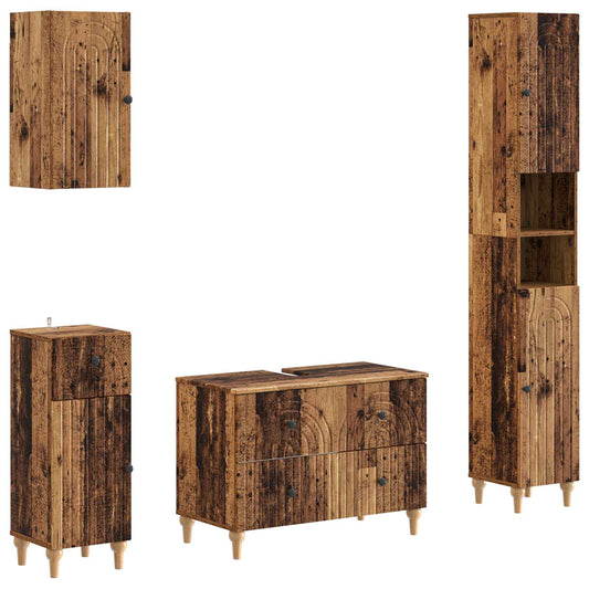 4 Piece Bathroom Cabinet Set ALKMAAR Old Wood Engineered Wood