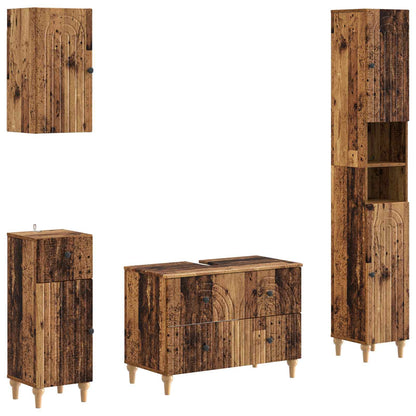 4 Piece Bathroom Cabinet Set ALKMAAR Old Wood Engineered Wood