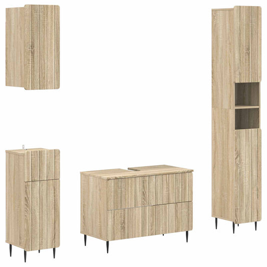 4 Piece Bathroom Cabinet Set ZWOLLE Sonoma Oak Engineered Wood