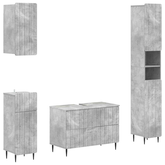 4 Piece Bathroom Cabinet Set ZWOLLE Concrete Grey