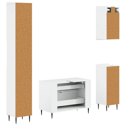 4 Piece Bathroom Cabinet Set ZWOLLE High Gloss White