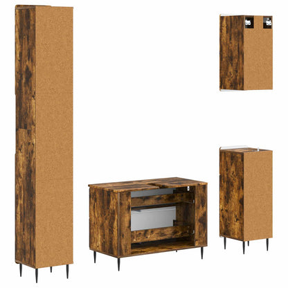 4 Piece Bathroom Cabinet Set ZWOLLE Smoked Oak Engineered Wood