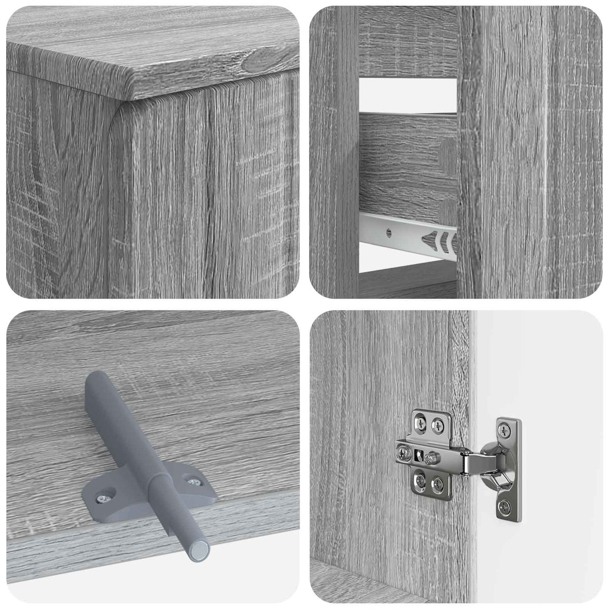 4 Piece Bathroom Cabinet Set ZWOLLE Grey Sonoma Engineered Wood