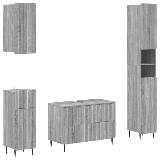 4 Piece Bathroom Cabinet Set ZWOLLE Grey Sonoma Engineered Wood