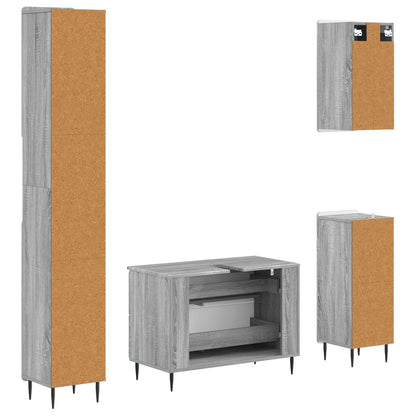 4 Piece Bathroom Cabinet Set ZWOLLE Grey Sonoma Engineered Wood