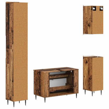 4 Piece Bathroom Cabinet Set ZWOLLE Old Wood Engineered Wood