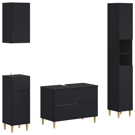 4 Piece Bathroom Cabinet Set ARNHEM Black Engineered Wood