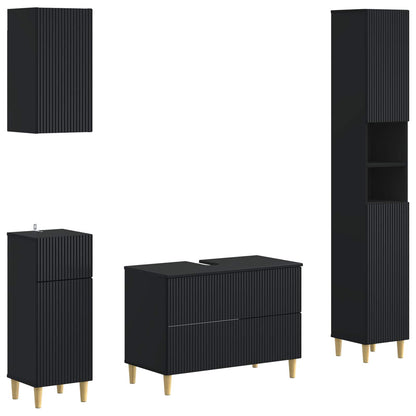 4 Piece Bathroom Cabinet Set ARNHEM Black Engineered Wood