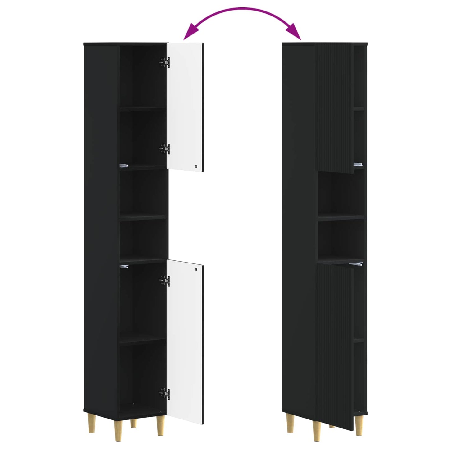 4 Piece Bathroom Cabinet Set ARNHEM Black Engineered Wood