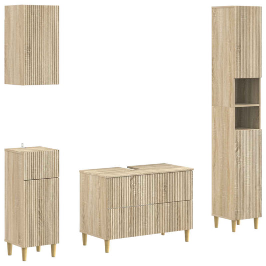 4 Piece Bathroom Cabinet Set ARNHEM Sonoma Oak Engineered Wood