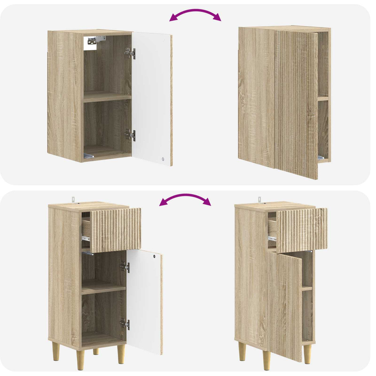 4 Piece Bathroom Cabinet Set ARNHEM Sonoma Oak Engineered Wood