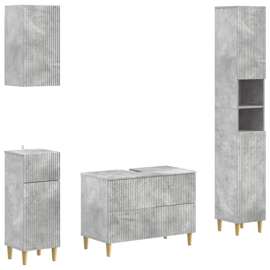 4 Piece Bathroom Cabinet Set ARNHEM Concrete Grey