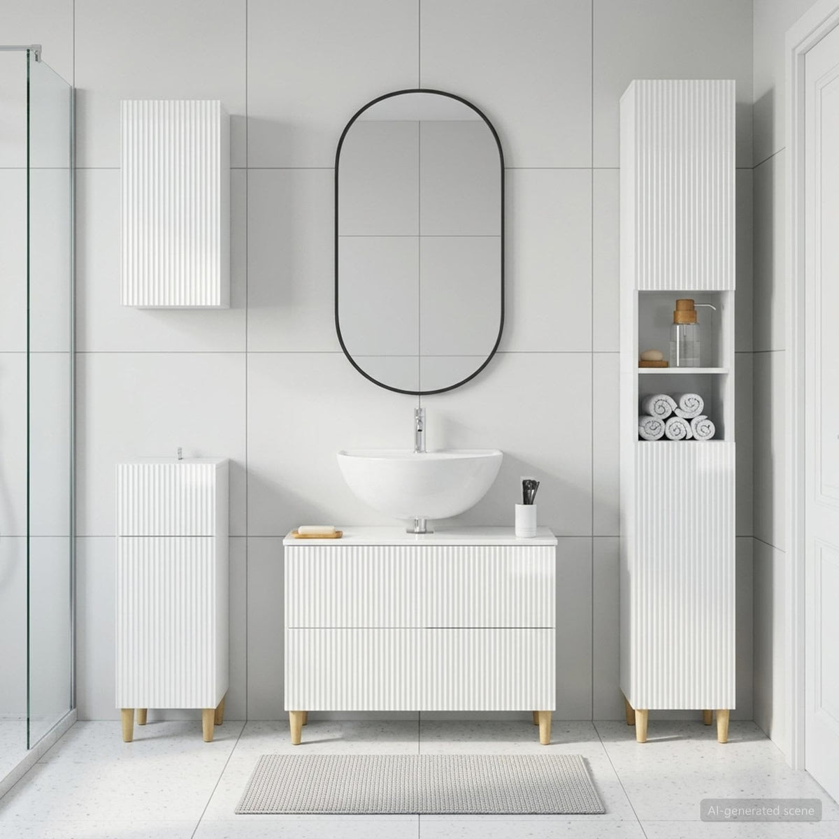 4 Piece Bathroom Cabinet Set ARNHEM High Gloss White