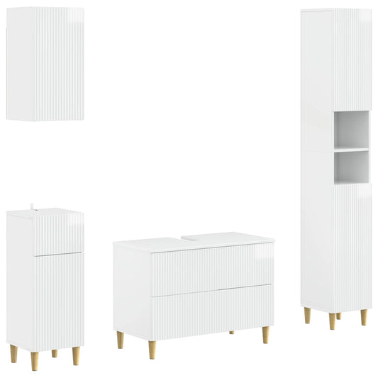 4 Piece Bathroom Cabinet Set ARNHEM High Gloss White