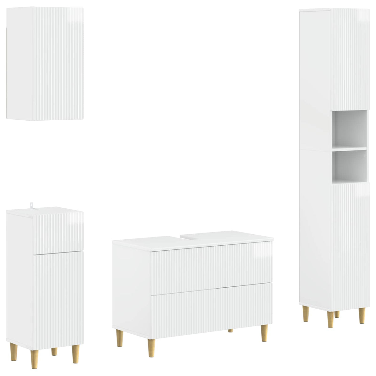 4 Piece Bathroom Cabinet Set ARNHEM High Gloss White