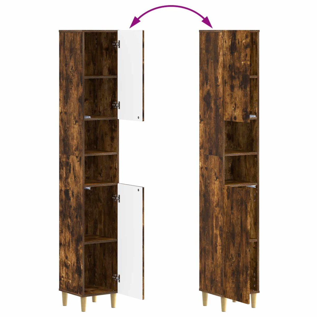 4 Piece Bathroom Cabinet Set ARNHEM Smoked Oak Engineered Wood