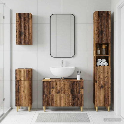 4 Piece Bathroom Cabinet Set ARNHEM Old Wood Engineered Wood
