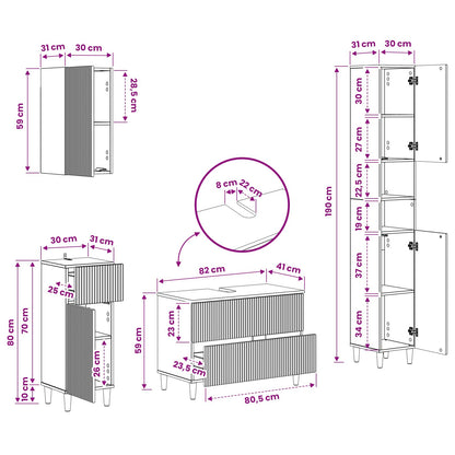 4 Piece Bathroom Cabinet Set ARNHEM Old Wood Engineered Wood