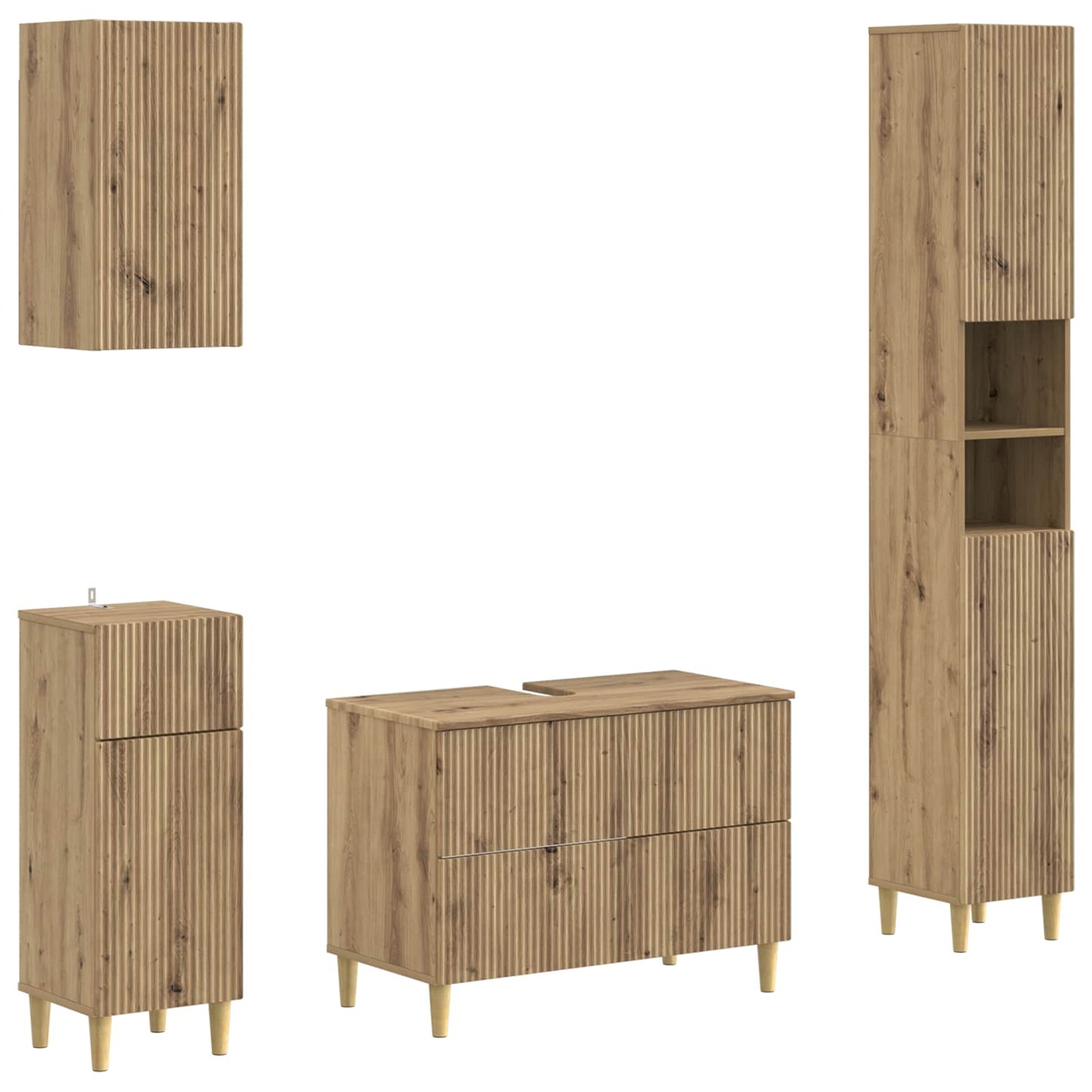 4 Piece Bathroom Cabinet Set ARNHEM Artisan Oak Engineered Wood