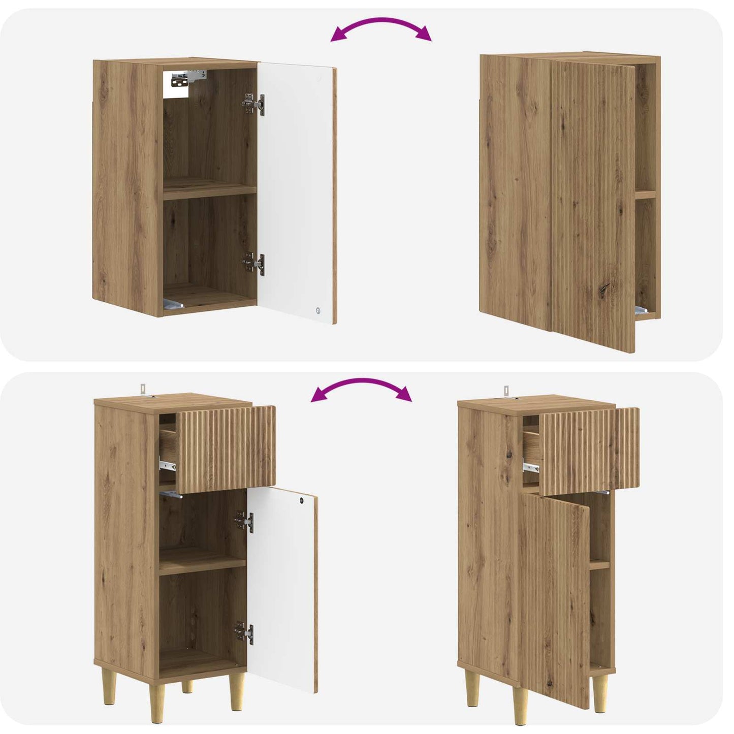 4 Piece Bathroom Cabinet Set ARNHEM Artisan Oak Engineered Wood