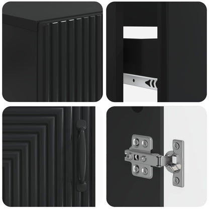 4 Piece Bathroom Cabinet Set HAARLEM Black Engineered Wood