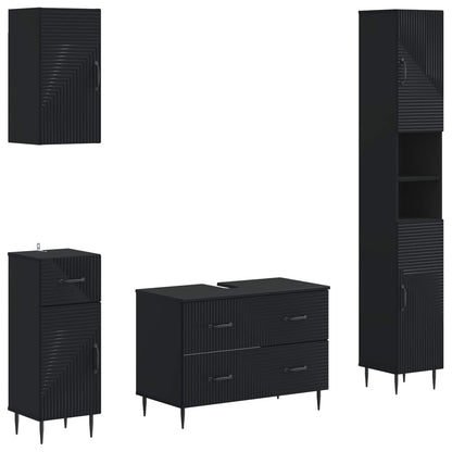4 Piece Bathroom Cabinet Set HAARLEM Black Engineered Wood