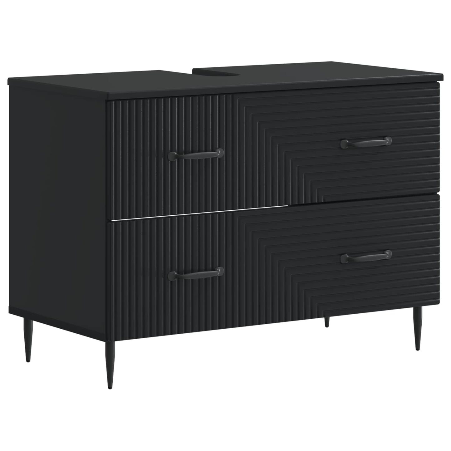 4 Piece Bathroom Cabinet Set HAARLEM Black Engineered Wood