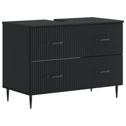 4 Piece Bathroom Cabinet Set HAARLEM Black Engineered Wood