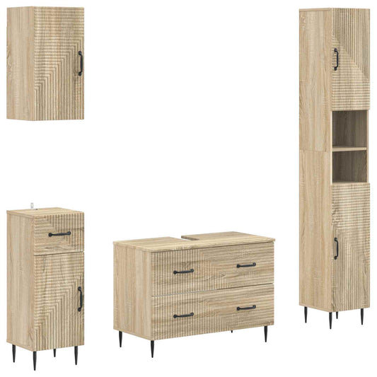 4 Piece Bathroom Cabinet Set HAARLEM Sonoma Oak Engineered Wood