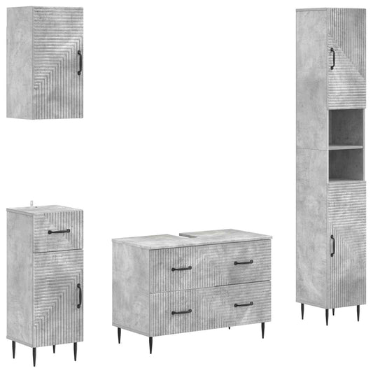 4 Piece Bathroom Cabinet Set HAARLEM Concrete Grey