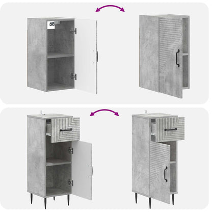 4 Piece Bathroom Cabinet Set HAARLEM Concrete Grey