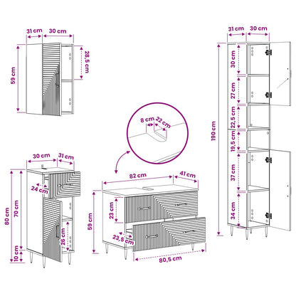 4 Piece Bathroom Cabinet Set HAARLEM Concrete Grey