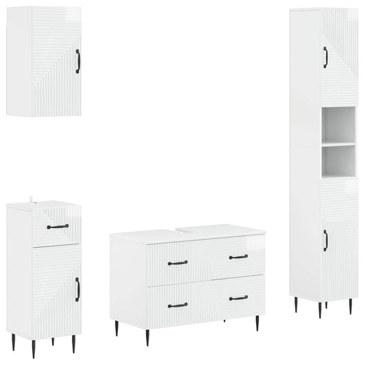 4 Piece Bathroom Cabinet Set HAARLEM High Gloss White